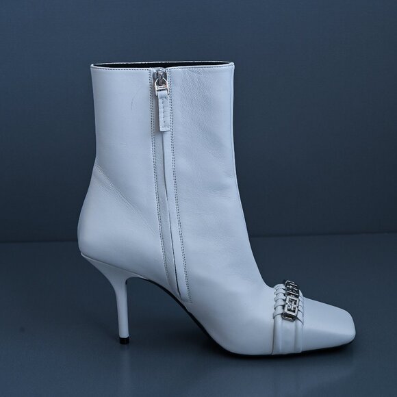 Givenchy White Lamb Leather Ankle Boots 90mm 9/39 - Picture 4 of 14